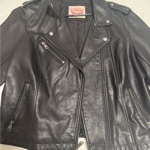 Levi's Black Leather Moto Jacket Asymmetrical Zipper